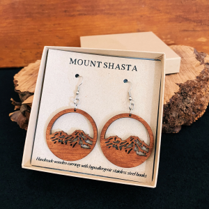 Mt. Shasta Wooden Round Earrings