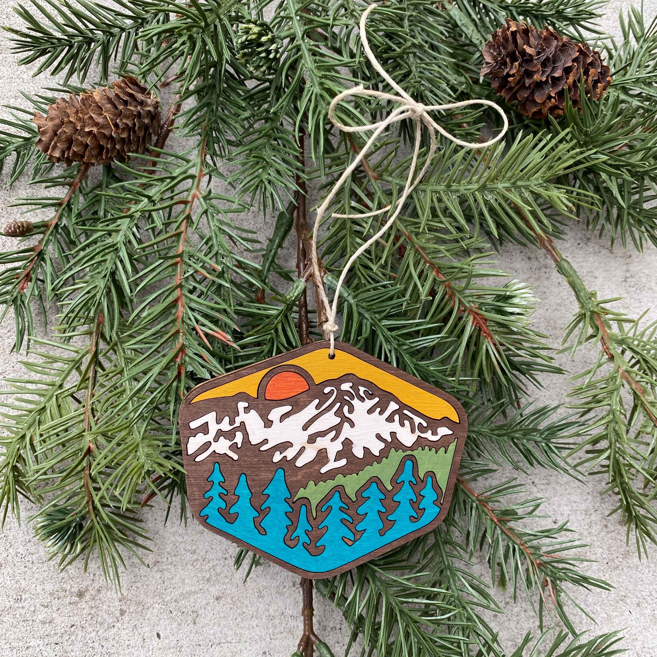 Mount Shasta Wood Inlay Ornament